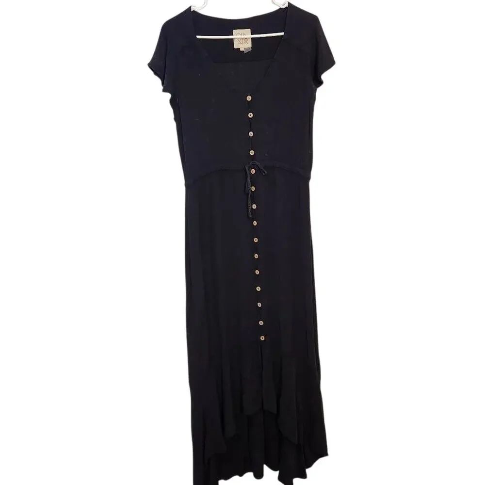 Chaser Button-Down Flutter Sleeve Midi Dress